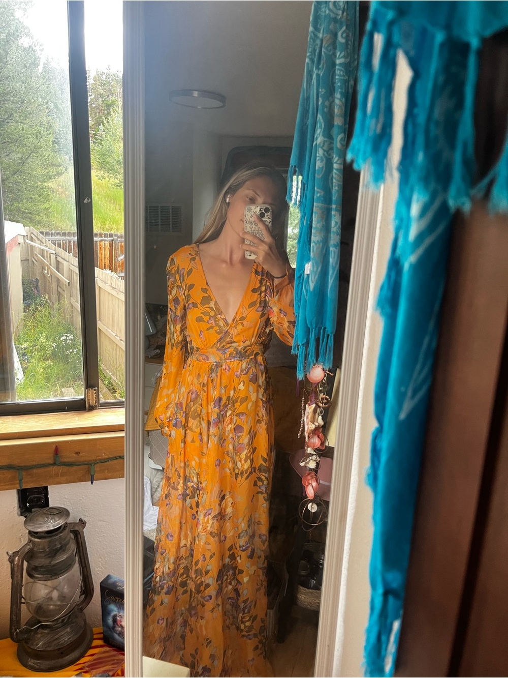 Windsor Mustard Yellow Floral Wrap Maxi Dress - Picture 1 of 3
